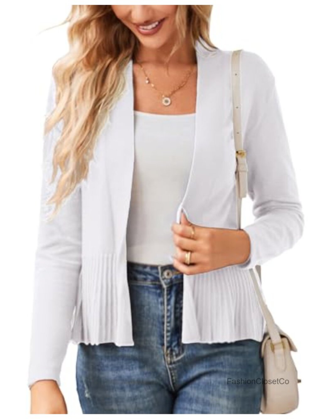 Lightweight Peplum Cardigan Open Front Cropped Long Sleeve Knit Sweater Top